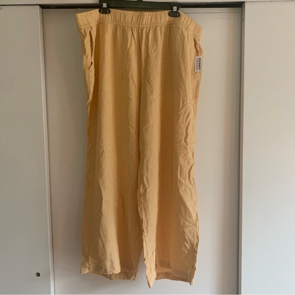 Yellow Linen Crop Pants NWT Old Navy 2X - Picture 1 of 5